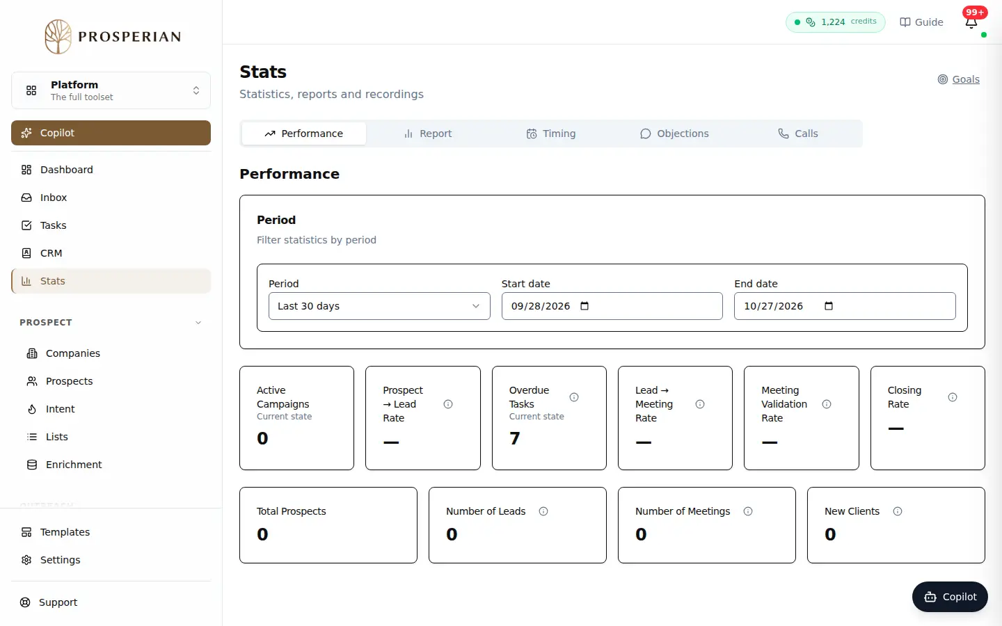 Step 1: Open Stats and click Goals.