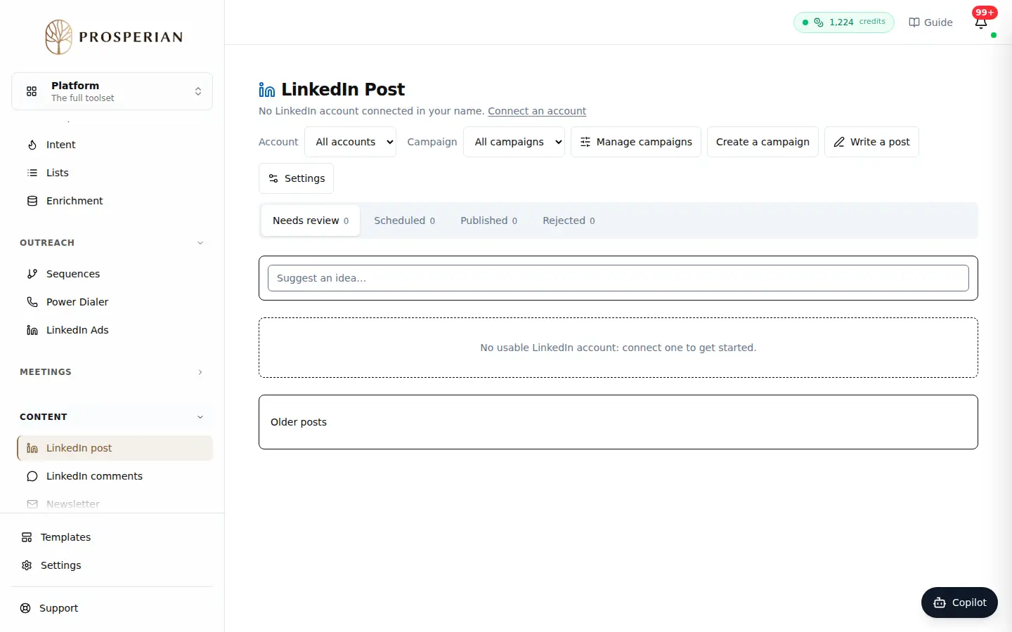 Step 1: Open LinkedIn post and click Create a campaign. The first time, the button is called Create my campaign.