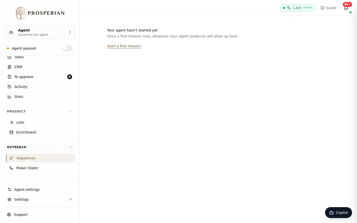Step 1: To stop a single campaign, open Sequences in the agent menu and click Pause on its row. Resume restarts it.