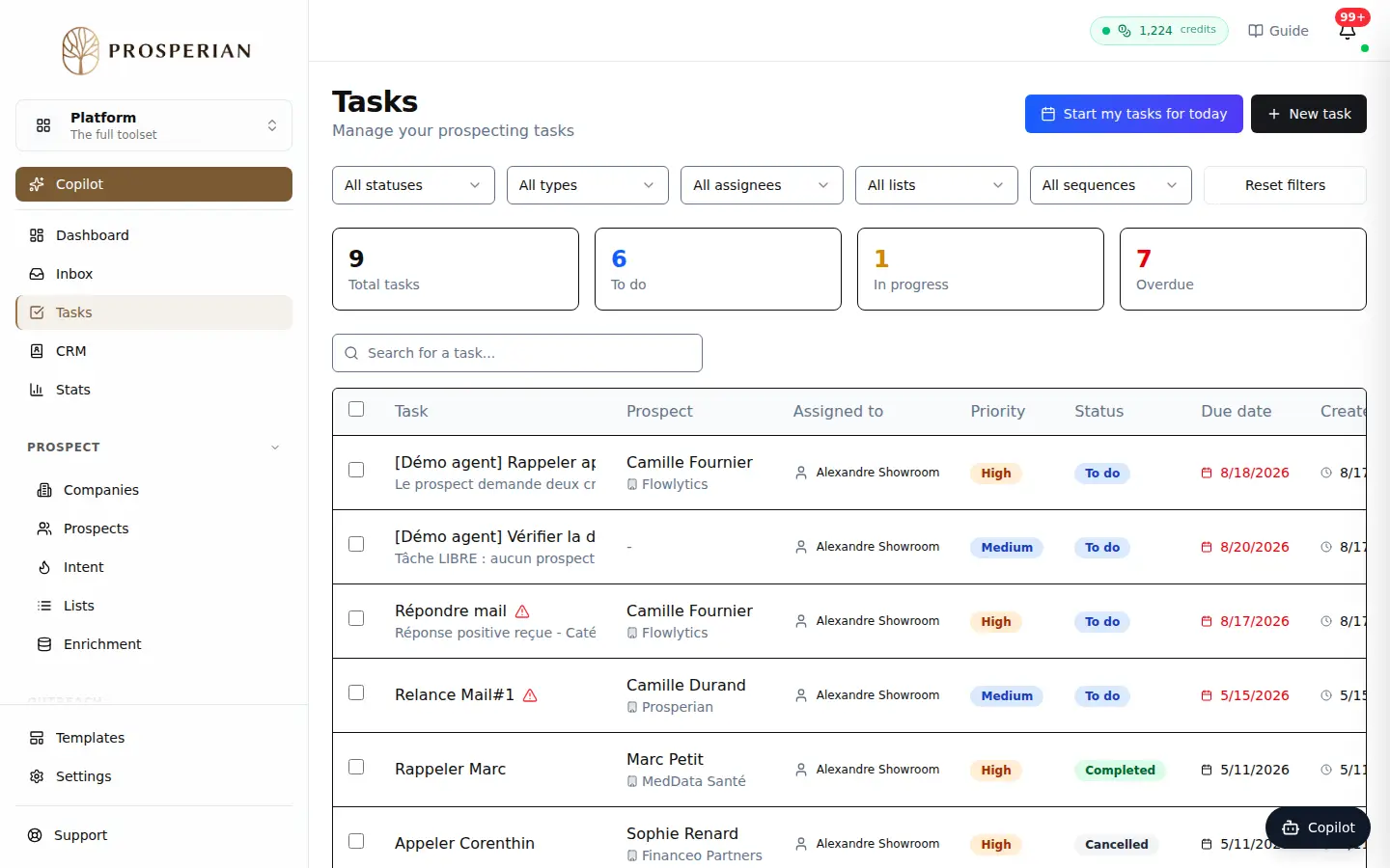 Step 1: Open Tasks. If the screen shows the Today and All tasks tabs, click All tasks.