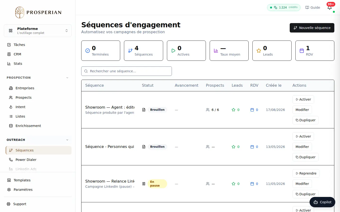 Étape 1 : Ouvrez Séquences et, dans votre séquence, ajoutez un bloc Call Attempt (catégorie Téléphone) entre vos messages. Chaque prospect qui y arrive reçoit une tâche d'appel, le jour prévu.