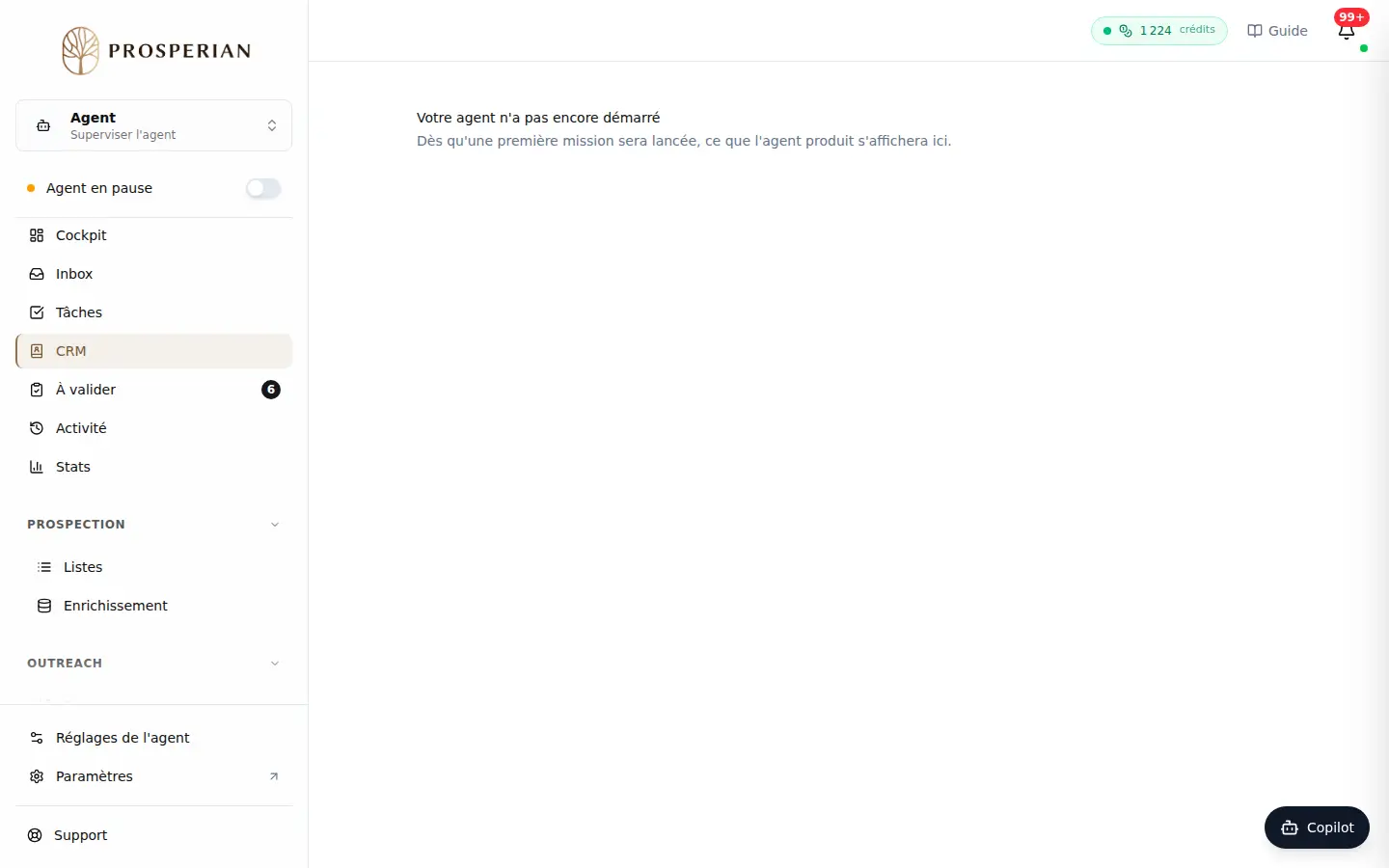 Étape 1 : Dans l'espace Agent, ouvrez CRM et cliquez sur le prospect : Détails du contact s'ouvre. Dans Owner, choisissez-vous.